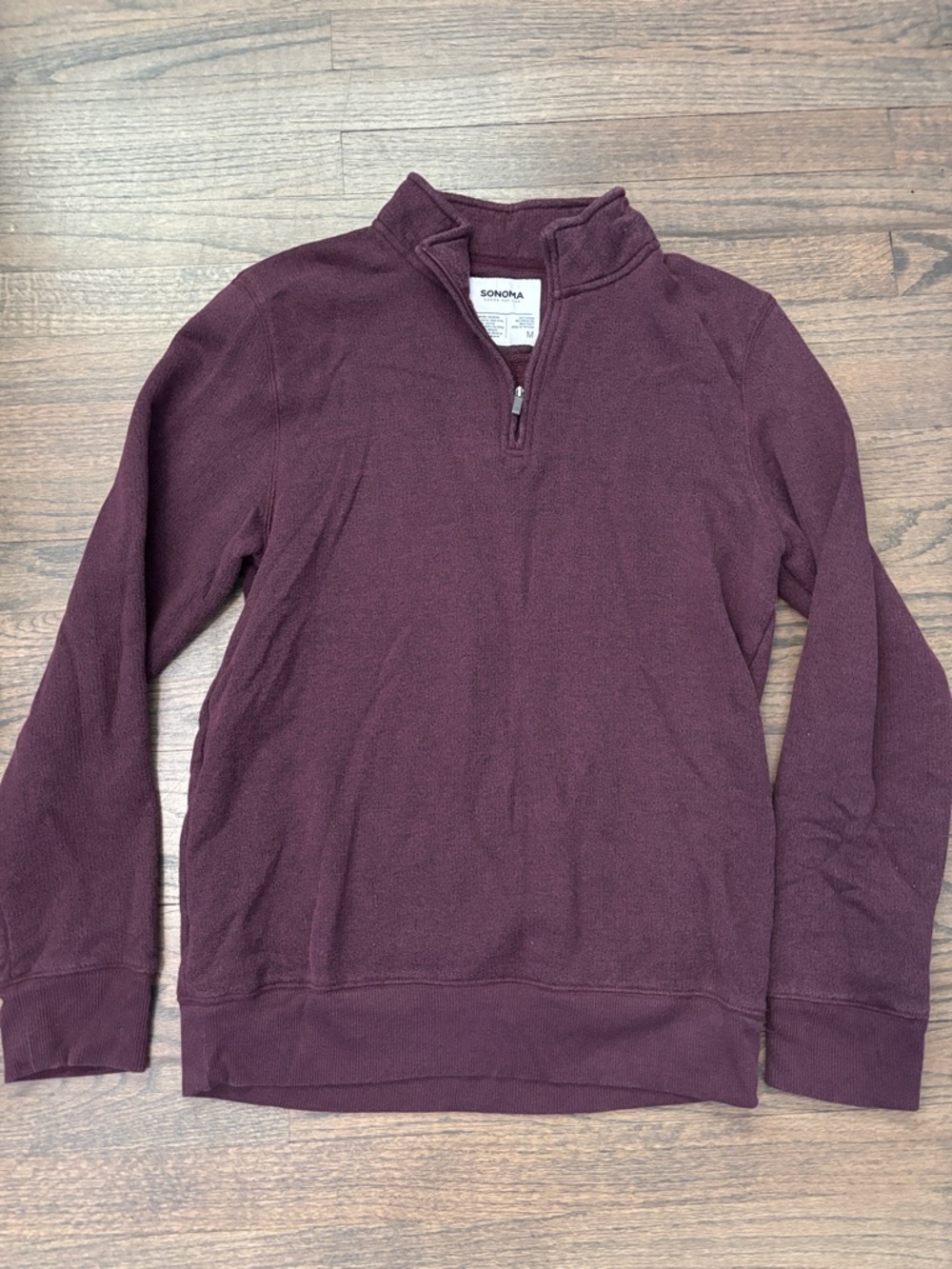 Sonoma Men's Deep Burgundy Zip-Up Sweater - Picture 2 of 13